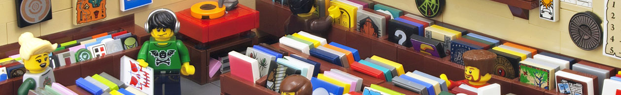 블록 장난감으로 만든 서점 실내